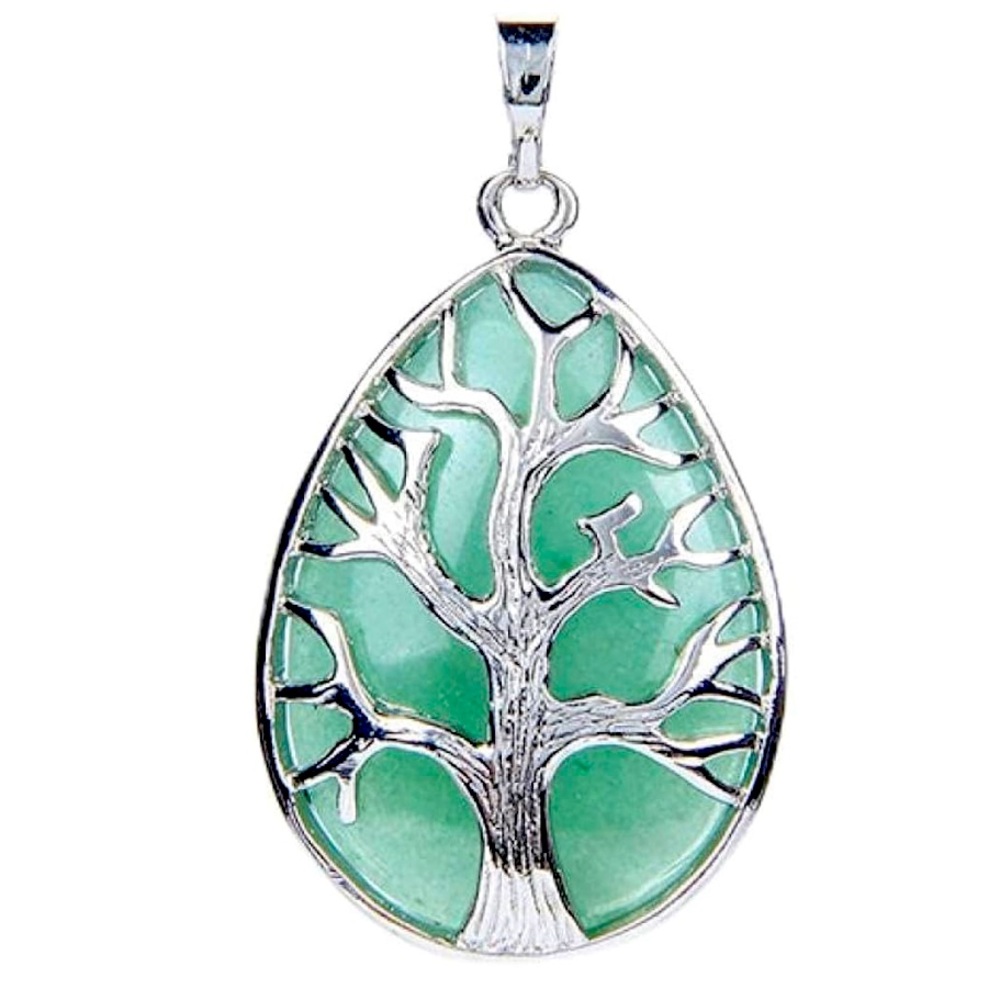 Tree of life pendant with green adventuring stone